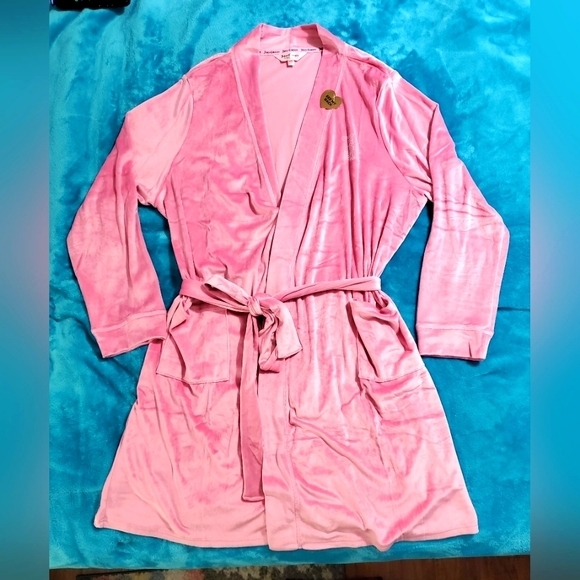 NWT Juicy Couture Sleepwear Ladies Cashmere Rose Pink Velour Luxe Bling Logo‎ - Picture 1 of 10